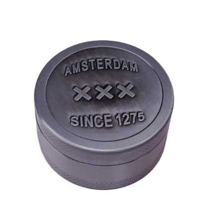 Grinder Pollinatore Metallo Cannabis Amsterdam XXX Silver 50 mm 3 parti