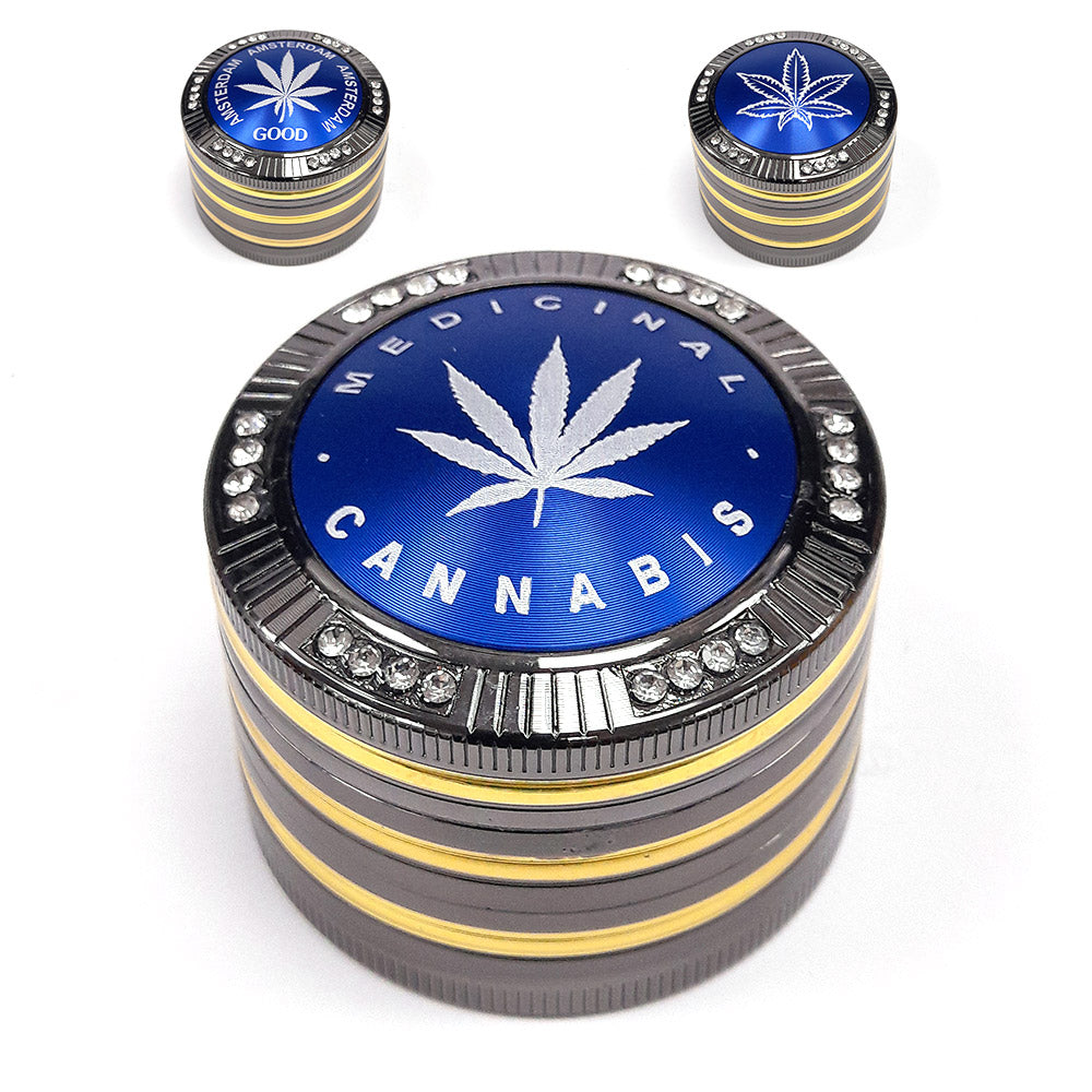Grinder Polinizador Metal Leaf Blue 52 mm 4 Partes