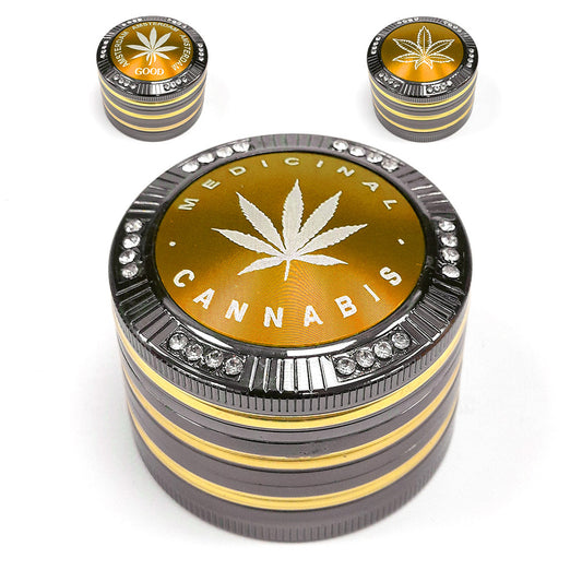 Grinder Polinizador Metal Leaf Gold 52 mm 4 Partes