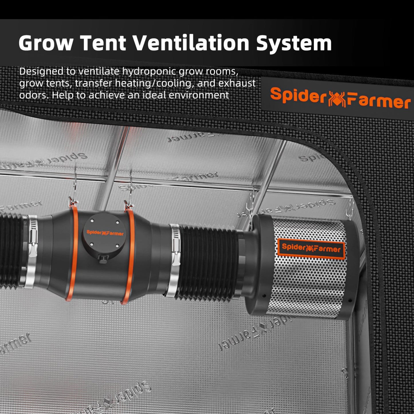 Kit Extracción Spider Farmer 150 mm 6" 402 CFM con Filtro Carbón y Speed Controller