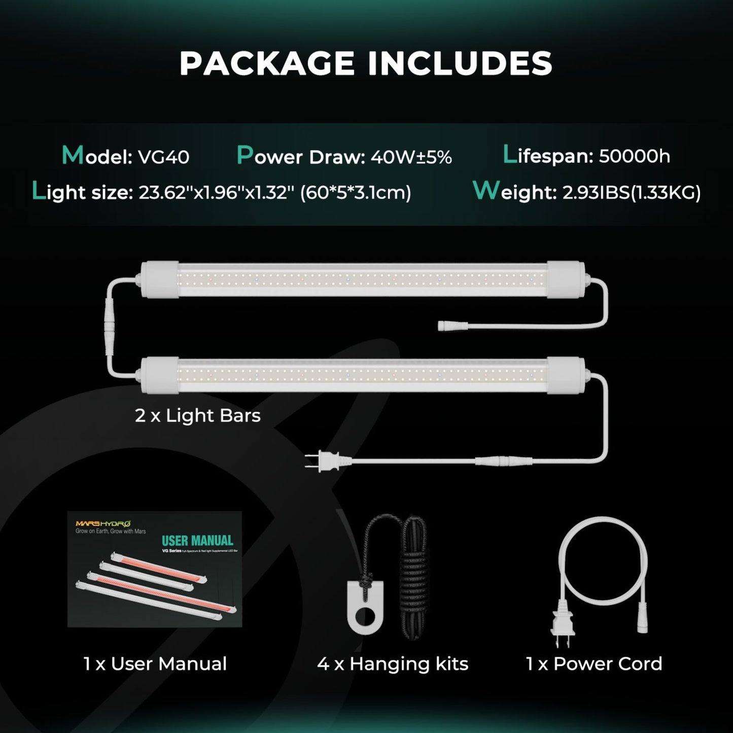 LED Mars Hydro VG40 40W T5 Waterproof
