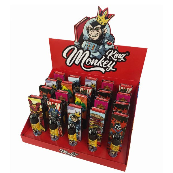 Monkey King Pack King Size Slim Tips & Clipper Unbleached Rolling Papers 20 units.