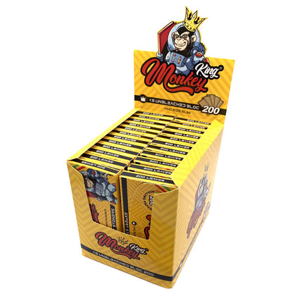 Monkey King Size Slim Rolling Papers Block 200 Unbleached 24 units.