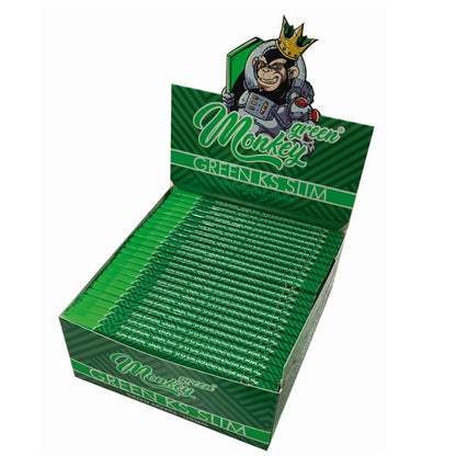 Monkey King Size Slim Rolling Papers Green 50 units.