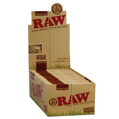 Raw Organic Single Wide Double Rolling Papers 50 Booklets