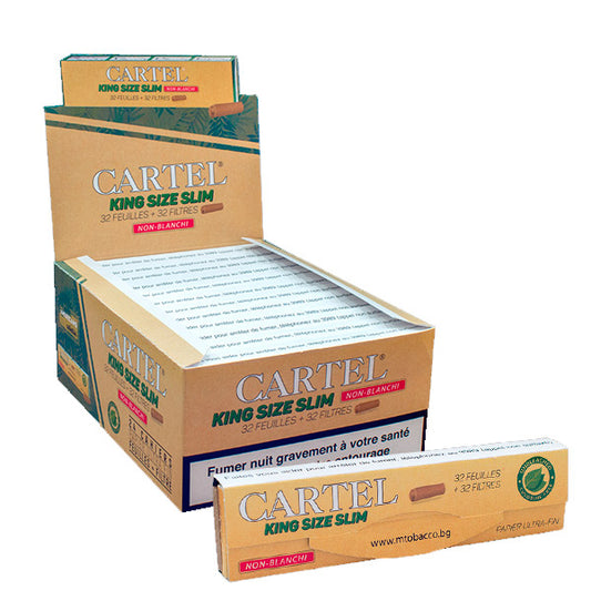 Rolling Papers Cartel King Size Slim & Tips Unbleached 24 units.