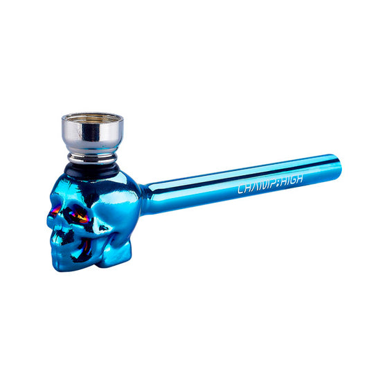 Crystal & Metal Skull Pipe Blue 13 cm.