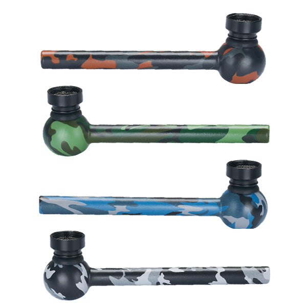 12cm Camouflage Glass Pipe. 4-unit Mix Color Pack.