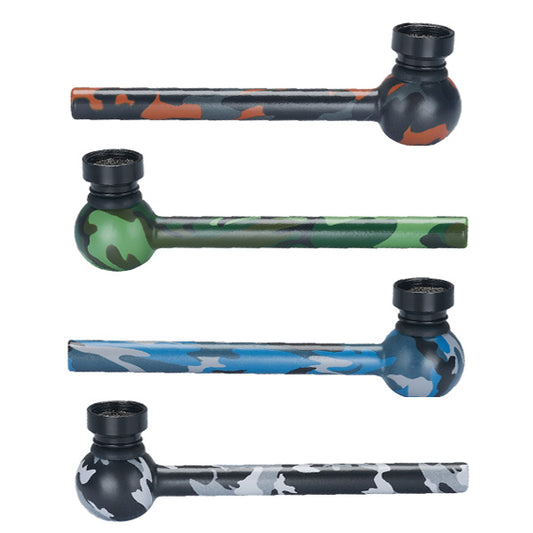 12cm Camouflage Glass Pipe. 4-unit Mix Color Pack.