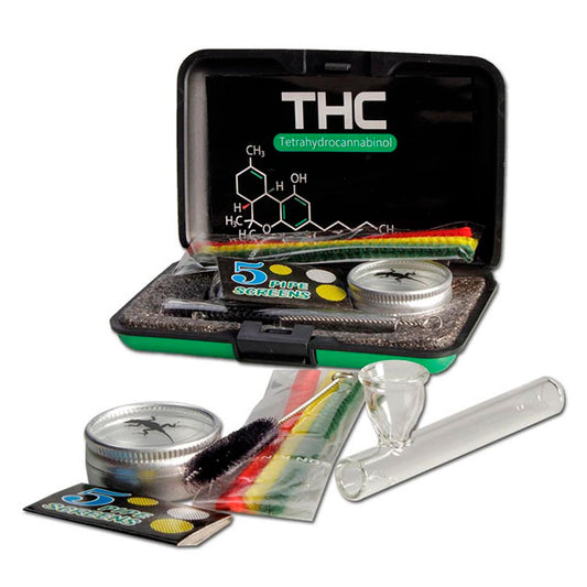 Glass Pipe Set Screens Brush & Case 7.5 cm.