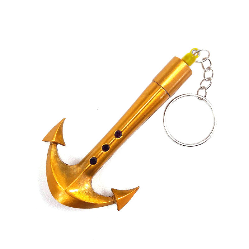 Gold Anchor Keychain Metal Pipe 80 mm.