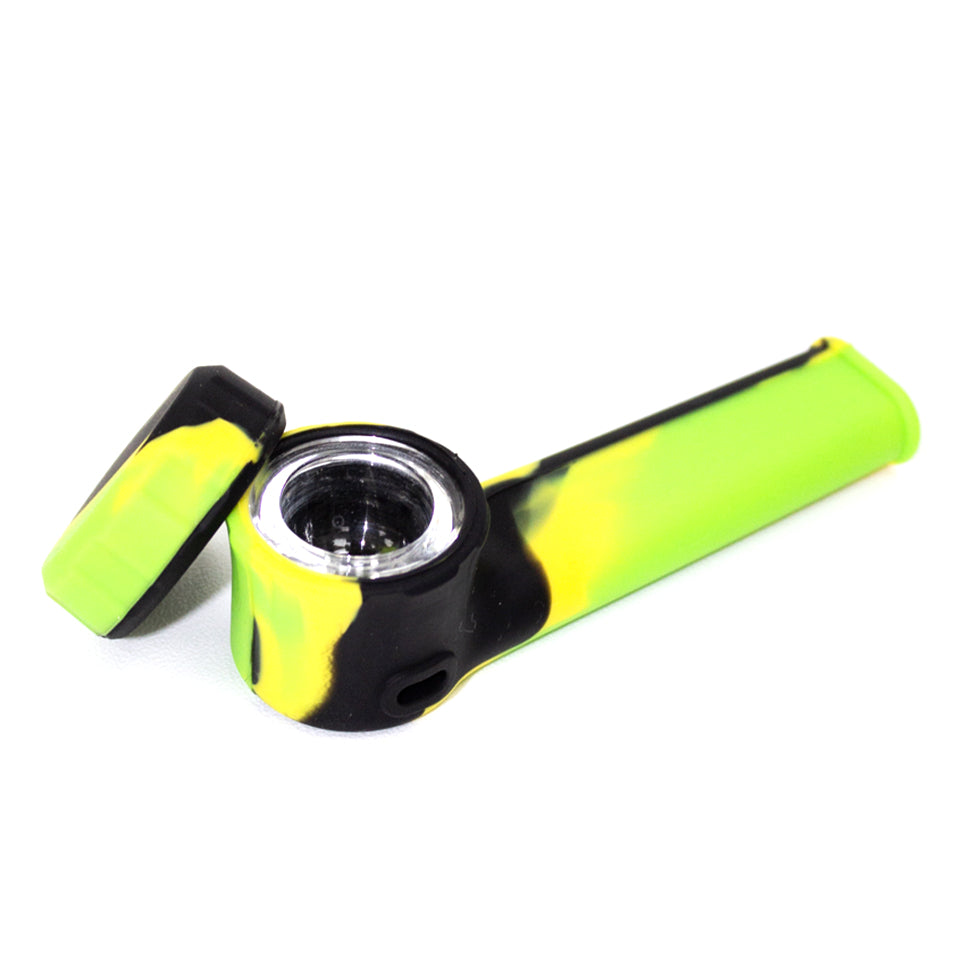 Silicone Pipe & Glass Bowl Cover Green & Black 90 mm.
