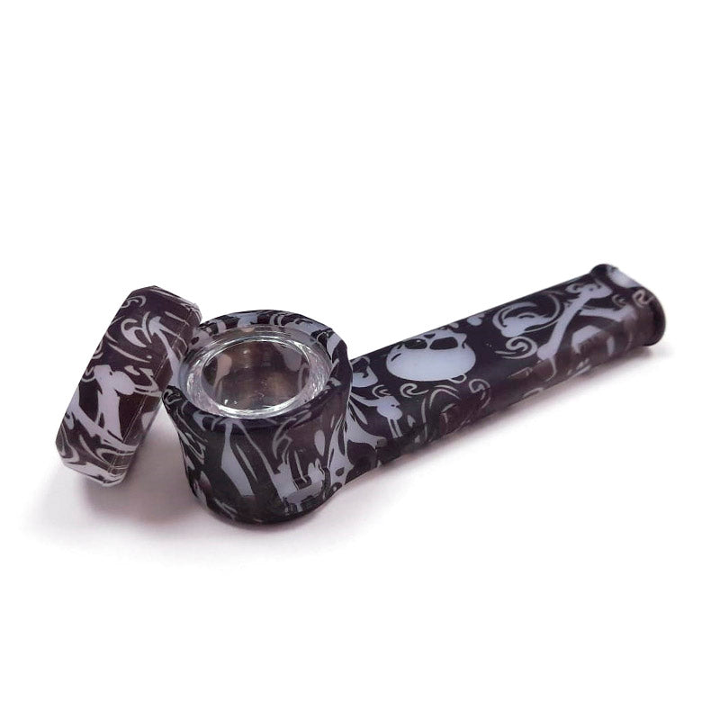 Silicone Pipe & Glass Bowl Skull Lid 90 mm.