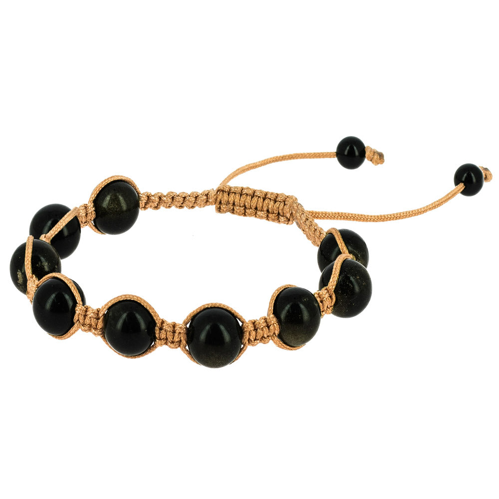 Bracciale Shamballa Ossidiana Dorata