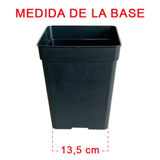 Maceta Cuadrada Negra 20 x 20 x 27.5 cm. 7 lt. - 42 ud.