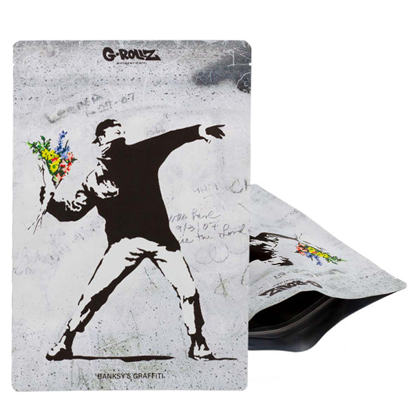 Banksy Flower Thrower Anti-odor Bag 20x30 cm. Pack of 25 units.