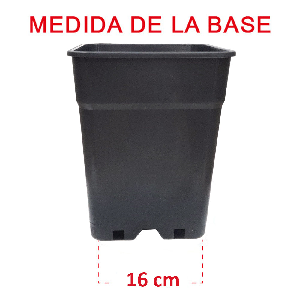 Vaso Quadrato Nero Hercules 20x20x27.5 cm. 7 lt. - 30 pz.