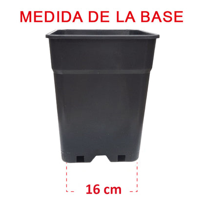 Vaso Quadrato Nero Hercules 20x20x27.5 cm. 7 lt. - 30 pz.
