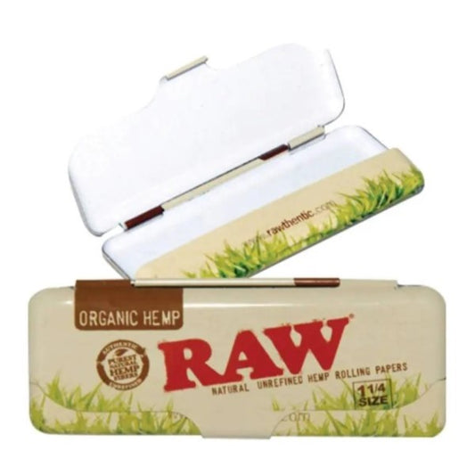 Cajita Metal Papel de Fumar Raw Organic 1.1/4