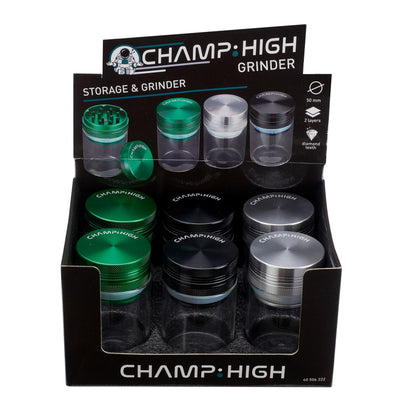 Contenitore Alluminio & Vetro Ermetico & Grinder 50 mm. Colore Misto
