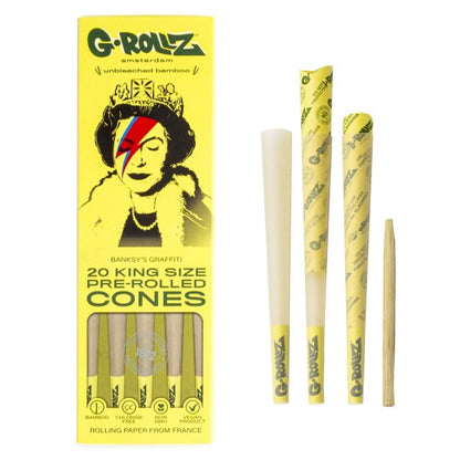 G-Rollz K.S. Cones 20 pcs. Banksy Queen Bamboo Natural