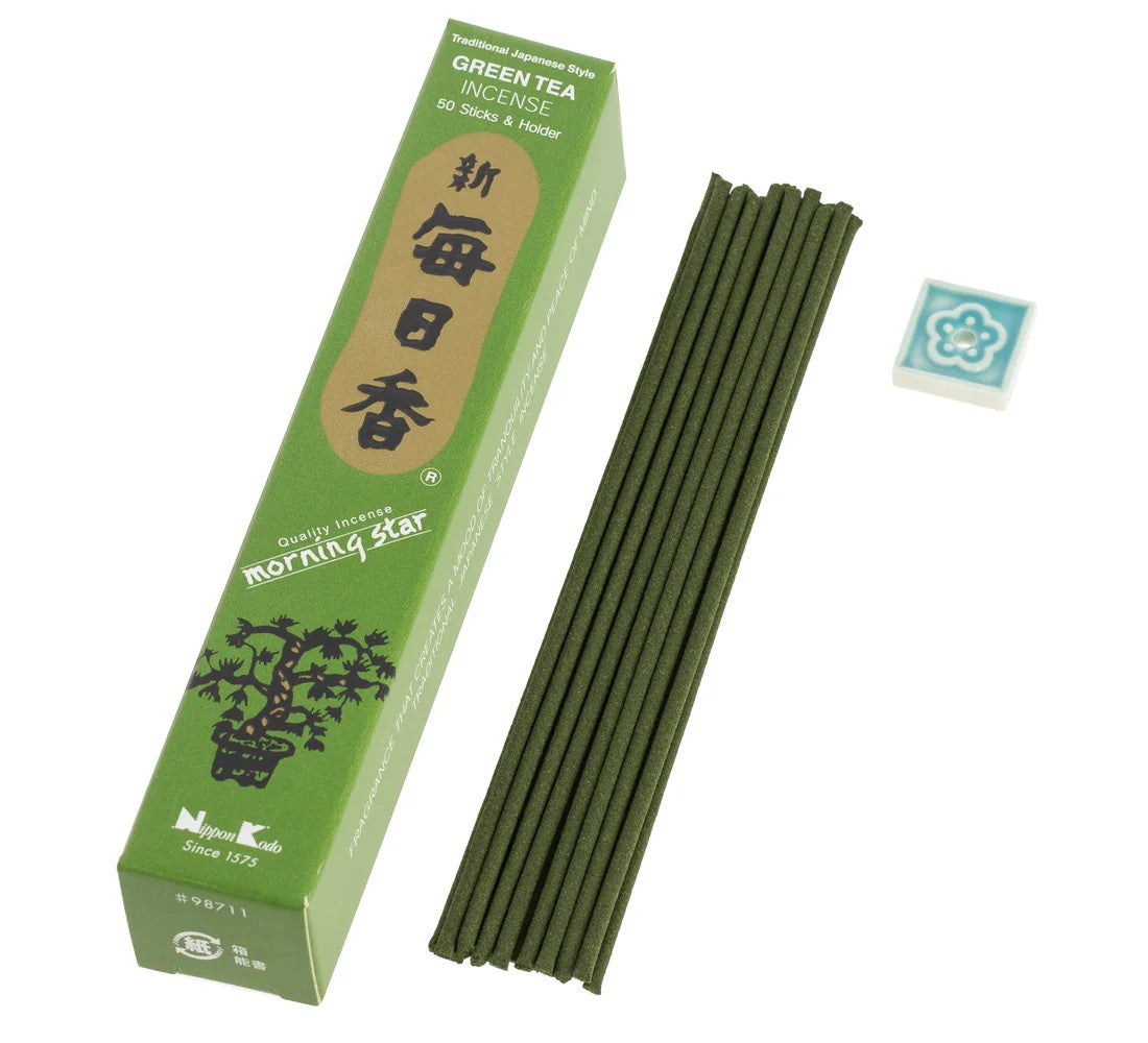 Incienso Morning Star Té Verde 50 Sticks & Holder