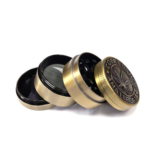 Grinder Polinizador Metal Gold Amsterdam Leaf 40 mm.