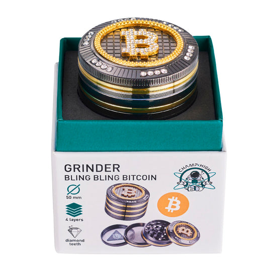 Grinder Polinizador Metal Gift Box Diamonds Bitcoin 50 mm.