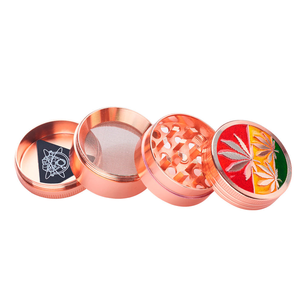 Grinder Polinizador Metal Leaf Rasta 40 mm. Pack 4 ud.