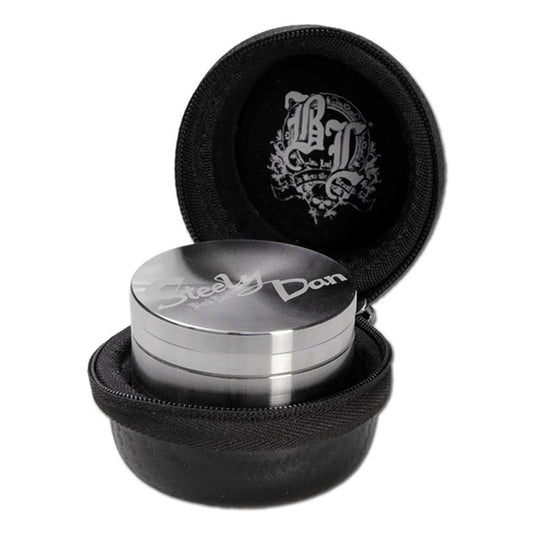 Grinder Polline in Acciaio Inox & Custodia in Pelle Steely Dan 40 mm.