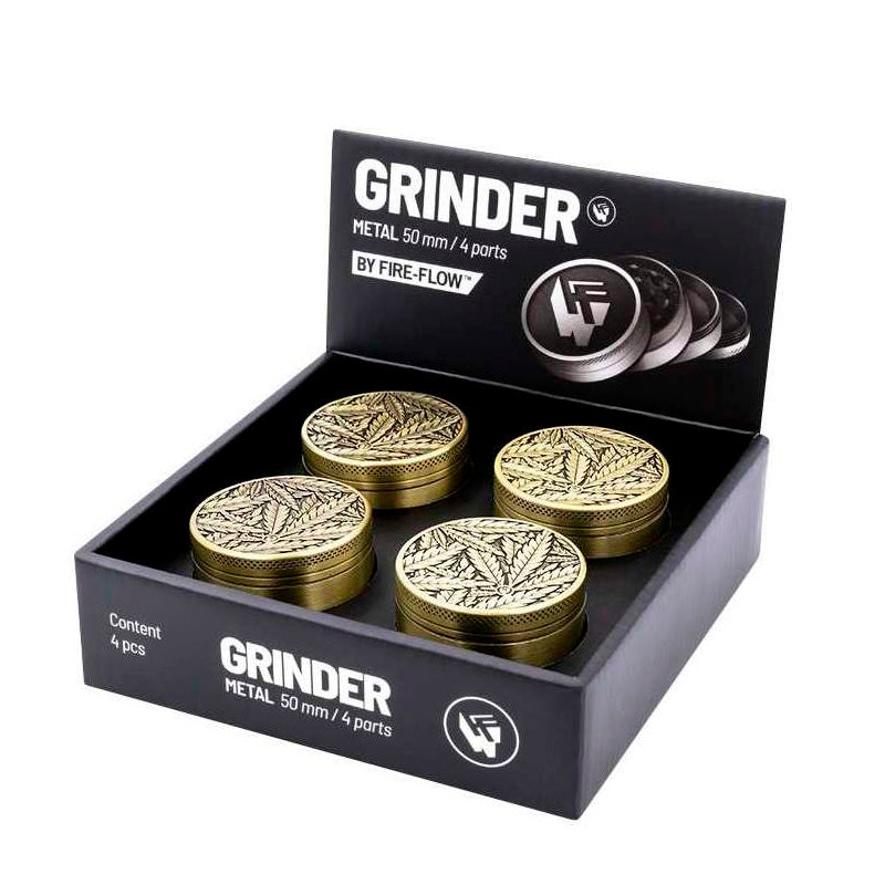 Grinder Polinizador Metal Gold Leaves 50 mm.