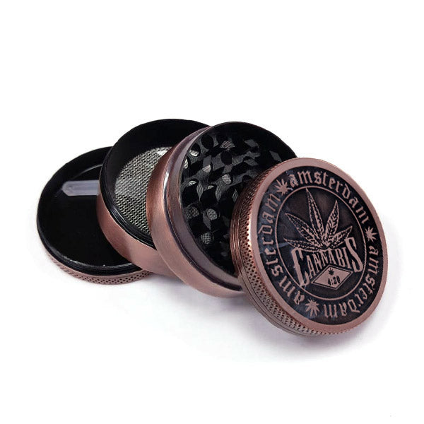Grinder Impollinatore Metallo Cannabis Amsterdam Bronzo 50 mm 4 parti