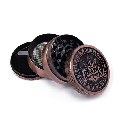 Grinder Impollinatore Metallo Cannabis Amsterdam Bronzo 50 mm 4 parti