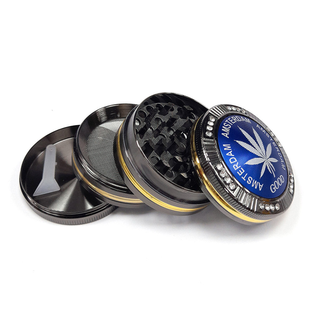 Grinder Polinizador Metal Leaf Blue 52 mm 4 Partes
