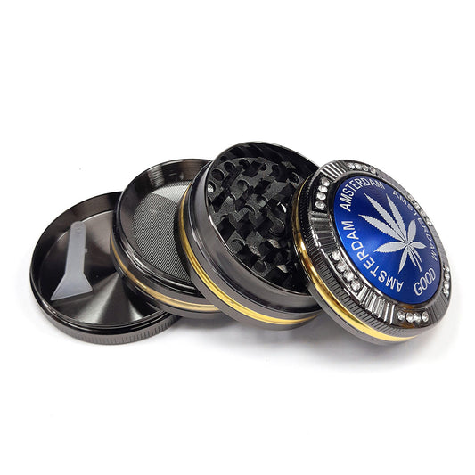 Grinder Polinizador Metal Leaf Blue 52 mm 4 Partes
