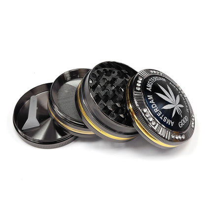 Grinder Polinizador Metal Leaf Black 52 mm 4 Partes