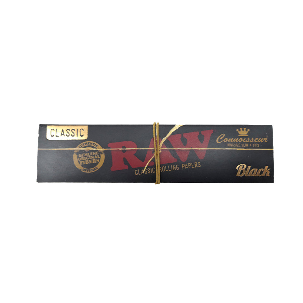 Raw Black King Size Slim & Tips Connoisseur 24 booklets