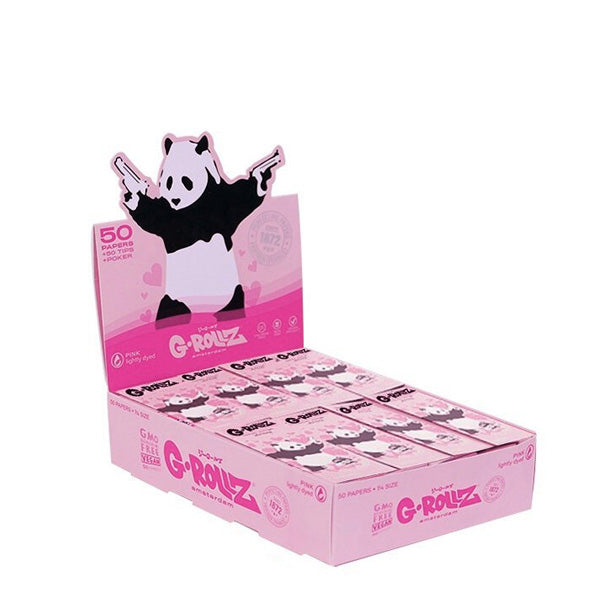 G-Rollz Rolling Paper 1.1/4 & Tips Panda Gunning Pink 24 Booklets