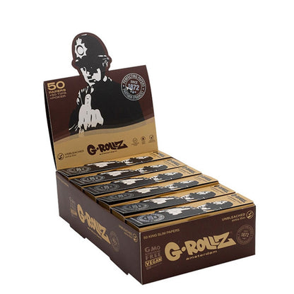 G-Rollz K.S. Rolling Papers & Tips Banksy Graffiti Rude Copper Unbleached 24 Booklets