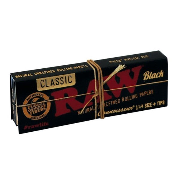 Carta Raw Black 1.1/4 & Tips Connoisseur 24 libretti