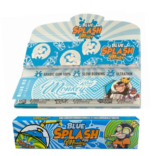 Papel Monkey King Size Slim & Tips Smell Blue Splash 24 ud.