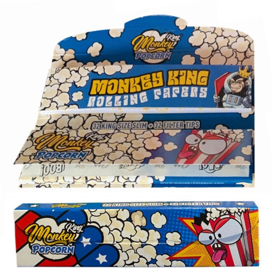 Papel Monkey King Size Slim & Tips Smell Pop Corn 24 ud.