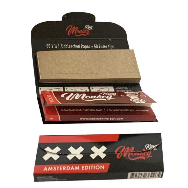 Papel Monkey King 1.1/4 & Tips Amsterdam Unbleached 24 ud.