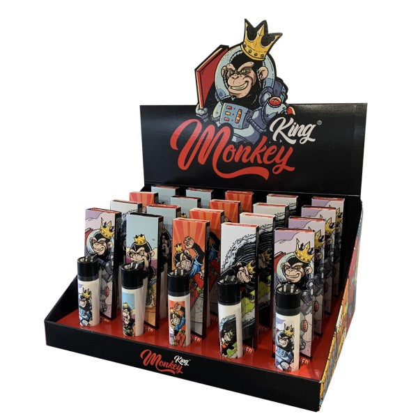 Monkey King Pack King Size Slim Tips & Clipper Unbleached Rolling Papers 20 units.