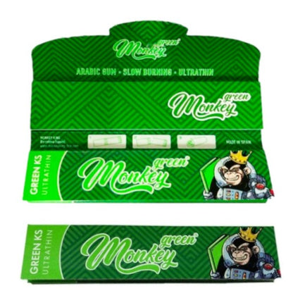 Monkey King Size Slim Rolling Papers Green 50 units.