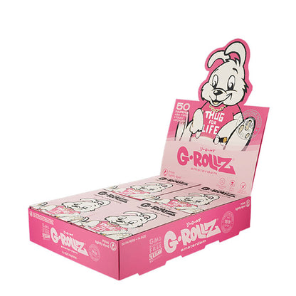 Papel de fumar G-Rollz 1.1/4 Tips & Tray Thug for Life Pink 16 librillos
