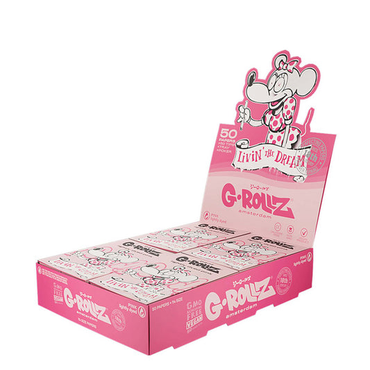 Papel de fumar G-Rollz 1.1/4 Tips & Tray Livin The Dream Pink 16 librillos