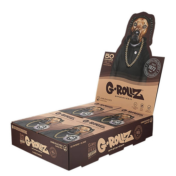 Cartine G-Rollz 1.1/4 Tips & Tray Pet Rock Rap 16 libretti
