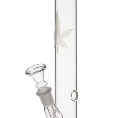 Bong in Vetro Dritto con Foglia Intagliata 26 cm.