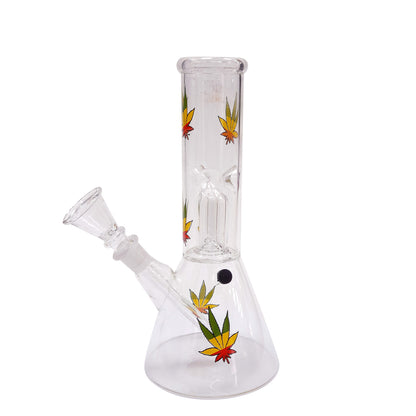 Crystal Ice Percolator Bong Rasta Leaves 21 cm.